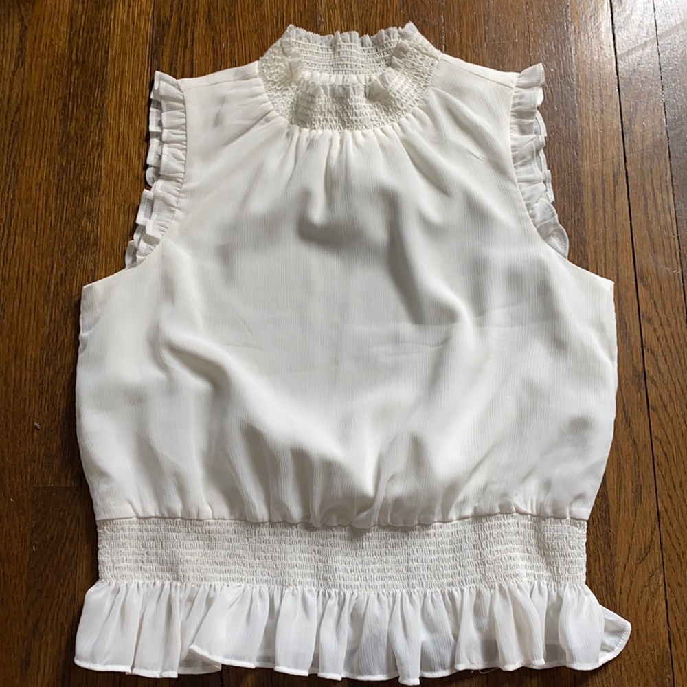 J.Crew Sleeveless Mockneck Top Cream 2P Petite